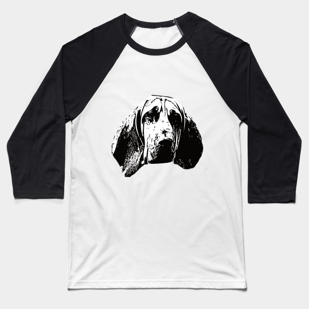 Bloodhound Face Baseball T-Shirt by DoggyStyles